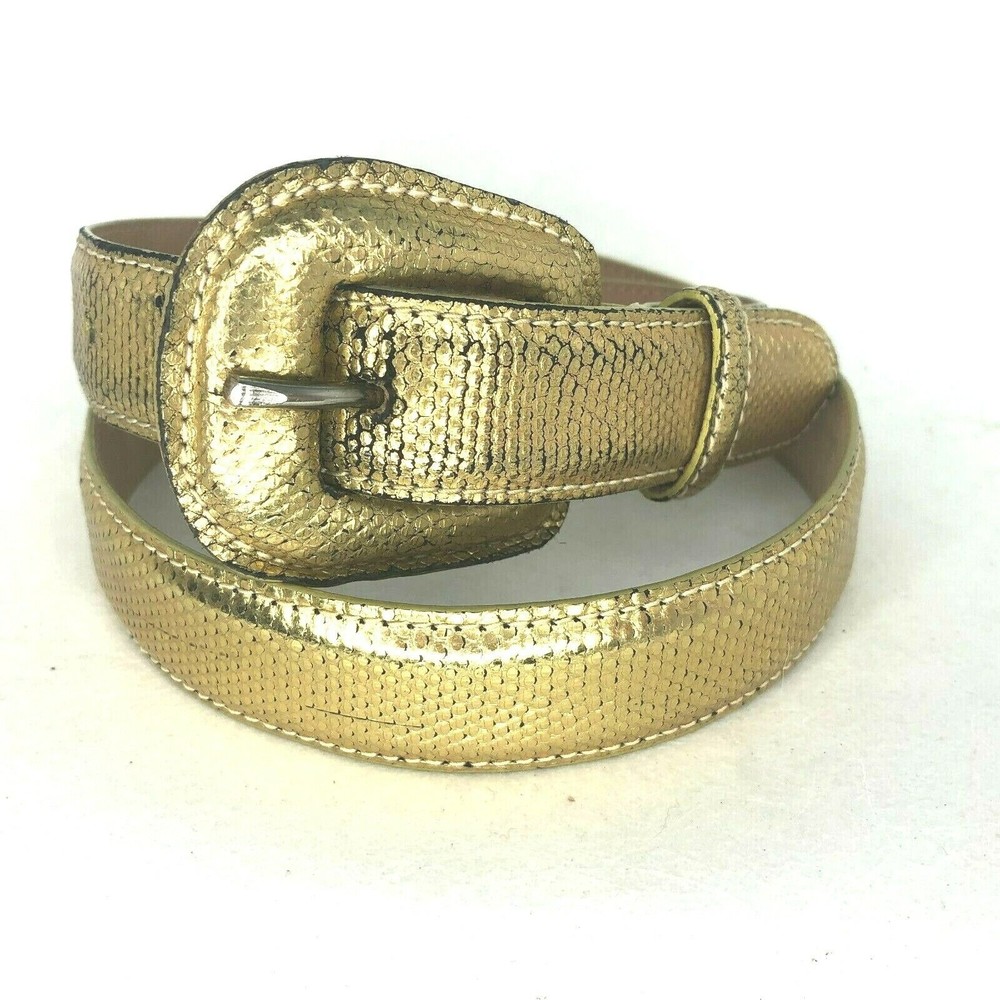 Genuine Reptile Belt Gold Vintage Size  S Small 33" 1970-80"s
